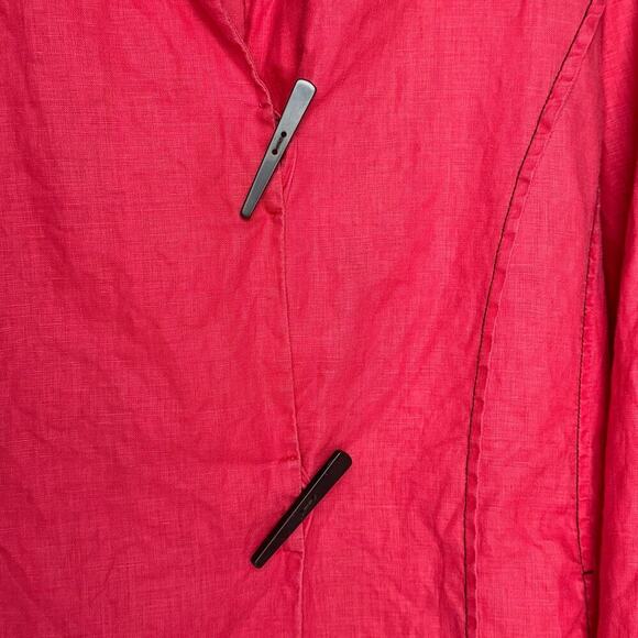 Roni Rabl 100% Linen Relaxed Boxy Jacket Lagenlook Blazer Coral Size M - Picture 7 of 11